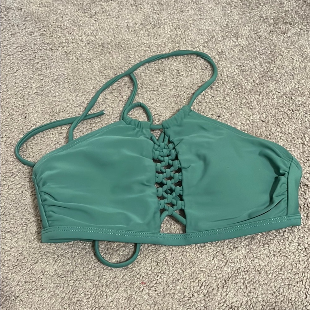 Xhilaration Green Bandeau Bikini Top with Criss-Cross Detail